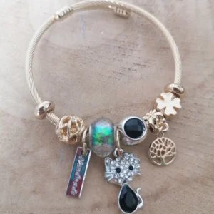 Jonc breloques chat en acier inoxydable