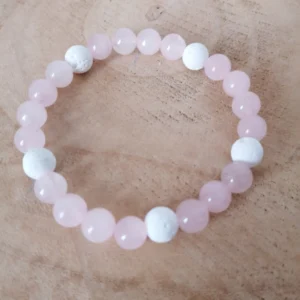 bracelet diffuseur huile essentielle quartz rose