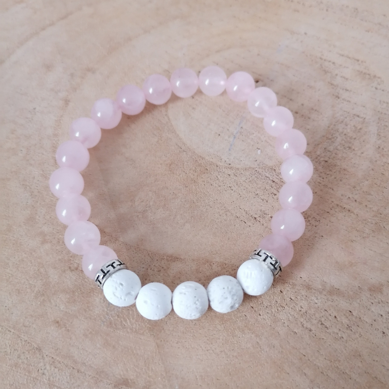 bracelet diffuseur huile essentielle quartz rose